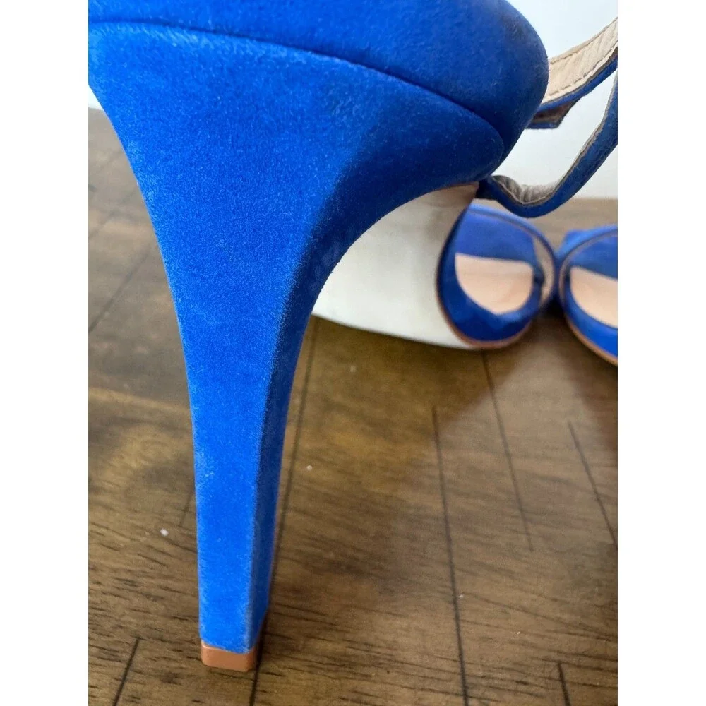 Steve Madden Cobalt Blue Strappy Heels Size 7.5 | Square Toe Stiletto Party Pump - Picture 6 of 10